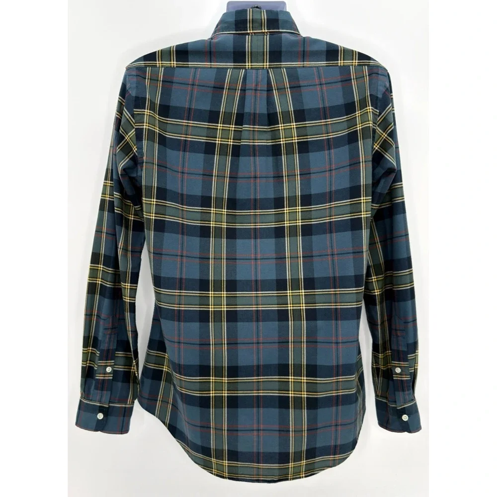 Ralph Lauren Shirt Mens M Blue Green Plaid Custom Fit Button Down Pony Cotton